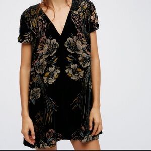 Free people floral Velvet Mini Dress Size SX